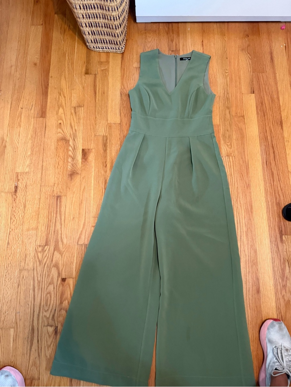 Sugarlips Olive Green V-Neck Wide-Leg Jumpsuit